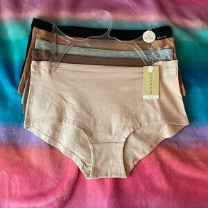 New Danskin 5pk DS3529 Organic Cotton Boyshorts Panties Solid L Large